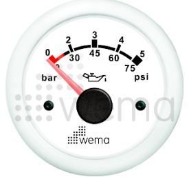YAĞ BASINÇ GÖSTERGESİ 5 BAR 52 mm BEYAZ/BEYAZ