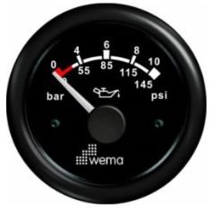 YAĞ BASINÇ GÖSTERGESİ 10 BAR 52 mm SİYAH/SİYAH