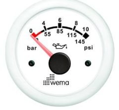 YAĞ BASINÇ GÖSTERGESİ 10 BAR 52 mm BEYAZ/BEYAZ