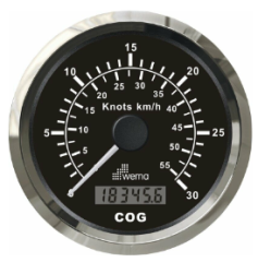 HIZ GÖSTERGESİ GPS BAĞLANTILI 30 KNOTS 85 mm KROM/SİYAH