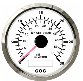 HIZ GÖSTERGESİ GPS BAĞLANTILI 30 KNOTS 85 mm KROM/BEYAZ