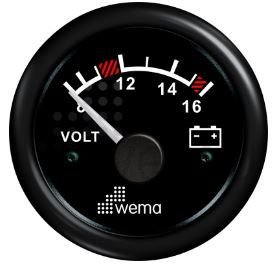 VOLTMETRE ANALOG 12V 52 mm SİYAH/SİYAH