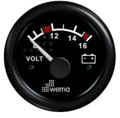 VOLTMETRE ANALOG 12V 52 mm SİYAH/SİYAH