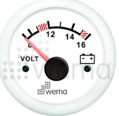 VOLTMETRE ANALOG 12V 52 mm BEYAZ/BEYAZ