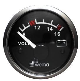 VOLTMETRE ANALOG 12V 52 mm KROM/SİYAH