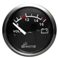 VOLTMETRE ANALOG 12V 52 mm KROM/SİYAH