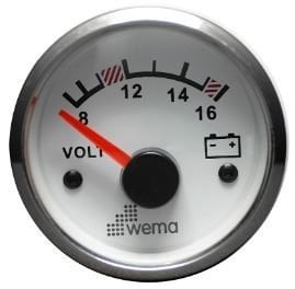 VOLTMETRE ANALOG 12V 52 mm KROM/BEYAZ