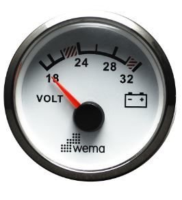 VOLTMETRE ANALOG 24V 52 mm KROM/BEYAZ