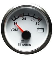 VOLTMETRE ANALOG 24V 52 mm KROM/BEYAZ