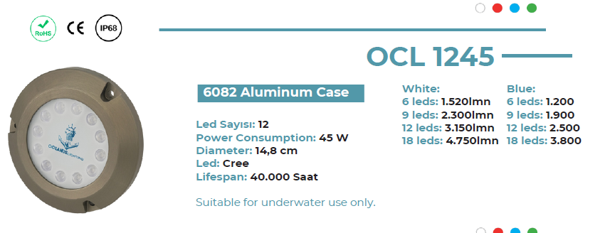 12 LED'Lİ SU ALTI AYDINLATMA ( ALÜMİNYUM)